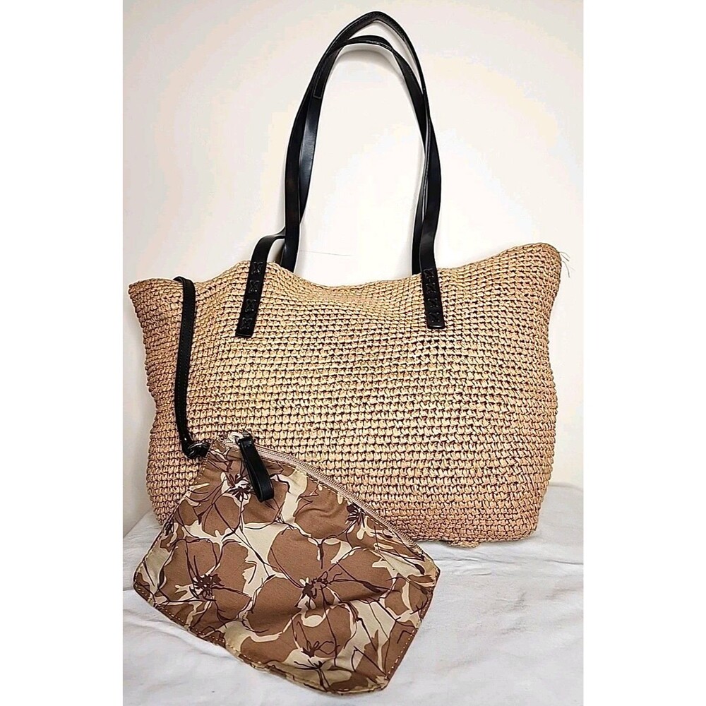 Nine West Woven Paper & Leather Strap Tote Incl. Tethered Removable Coin Purse